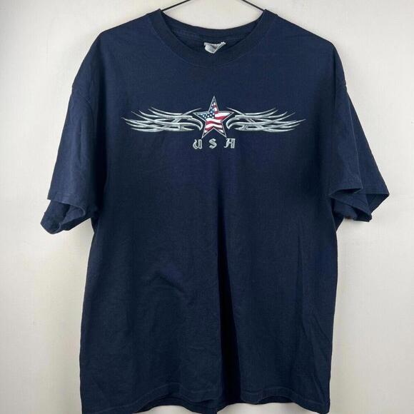 VINTAGE Y2K USA Men T-Shirt  XL United States American Star Flag Graphic - Picture 1 of 3